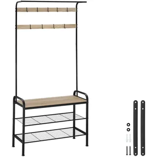 Tectake Garderobenständer Alberta 85,5 x 36 x 184 cm Braun