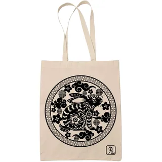 clothinx Chinesische Tierkreiszeichen Stoff-Tasche mit Auswahl - Langhenkel