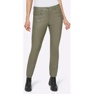 Lederimitathose HEINE Gr. 46, Normalgrößen, grün (khaki) Damen Hosen 5-Pocket-Hose Kunstlederhosen