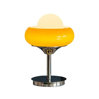 INGVY Retro Tischlampe Bauhaus Stil Nachttischlampe Braun Augenschutz Dreifarbig Dimmbar Kunst Tischlampe Schlafzimmer Wohnzimmer Deko Nachttischlampe