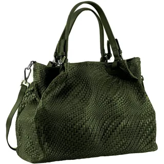 Schultertasche COLLEZIONE ALESSANDRO "Wave" Gr. B/H/T: 42 cm x 31 cm x 20 cm one size, grün (khaki) Damen Taschen Handtaschen in modischer Flechtoptik