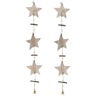 Macosa Home Dekohänger Anhänger Dekohänger Hängedekoration Fensterdeko Sterne 80 x 8,5 cm (2er Set, 2 St., Wanddeko Türdeko), Weihnachten Winter Winterdeko Weinachtsdeko braun