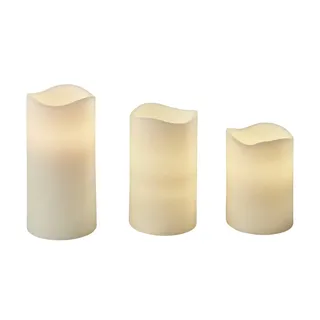 LED-Kerzen, 3er-Set , beige , Wachs, Kunststoff, Kunststoff, Wachs , Maße (cm): B: 27,3 H: 16,2 T: 8,5