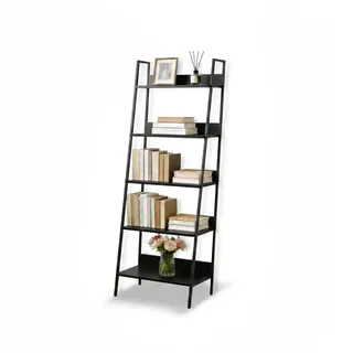 Relaxdays Standregal, modernes Leiterregal mit 5 Ablagen, für Pflanzen, Bücher & Deko, HBT: 170 x 60 x 30 cm, schwarz