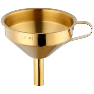 Meisha Trichter mit abnehmbarem Sieb und Griff, Edelstahl-Küchentrichter zum Übertragen von Flüssigkeit, Öl, Wein, Pulver und Marmelade (Gold)