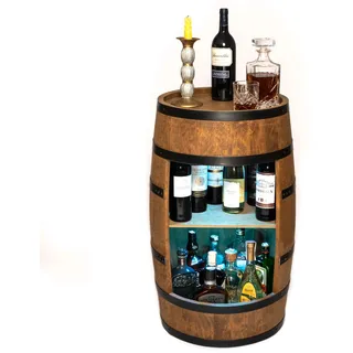 CREATIVE COOPER Weinregal Holz - Weinschrank Mini Bar - Alkohol Schrank Mann - Barschrank mit LED-Leuchten - 80cm hoch - Retro deko Bar Regal - Hausbar Theke - Fassmöbel (Wenge)