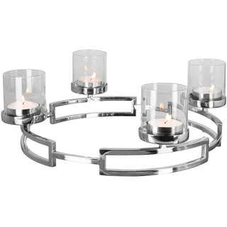 Fink Kerzenleuchter »HOMMAGE, Weihnachtsdeko«, (1 St.), silberfarben - aus Edelstahl Glas, 4-flammig, Adventsleuchter