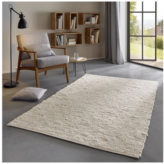 Wollteppich TaraCarpet Fjord, TaraCarpet, rechteckig, Höhe: 10 mm, Handwebteppich Schurwolle nat. meliert Wohnzimmer Schlafzimmer 130x200 beige 130 cm x 200 cm x 10 mm