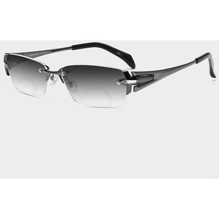 SFIVE Rahmenlose Lesebrille Progressive Multifokus Sonnenbrille HD UV-Schutz Computerbrille Für Herren Damen 1.0 1.5 2.0 2.5 (Color : Gun Colours, Size : +1.0)