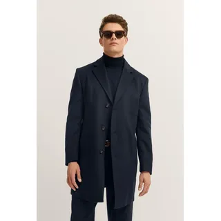 Kurzmantel BUGATTI "Kaschmir", Herren, Gr. 46, blau (390, marine), 100% Kaschmir, unifarben, normal, normaler Saum, Mäntel Kurzmantel, im Modern Fit mit Knopfleiste
