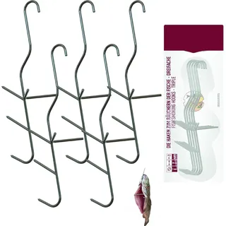5 X Dreifache RäUCHERHAKEN für Fisch Haken zum Fischen Fisch Raucherhaken fleischhaken Räucherei für Raucher Grill Fleischerhaken Fischhaken, Fleischerhaken, Metzgerhaken Fischhaken zum Räuchern