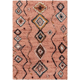 Hochflor-Teppich Gobi, benuta, rechteckig, Höhe: 21 mm, Kunstfaser, Berber, Ethno-Style, Wohnzimmer rosa 160 cm x 230 cm x 21 mm