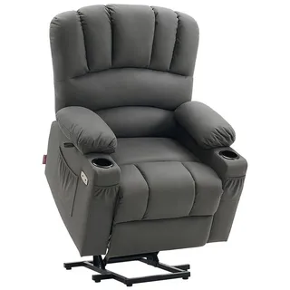 MCombo Relaxsessel 7102 Mikrofaser 70 x 100 x 80 cm Grau mit Aufstehhilfe & Liegefunktion