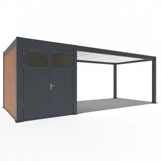 Weide Carport mit Abstellraum Aluminium Pergola 3  x7,2 m Anthrazit 