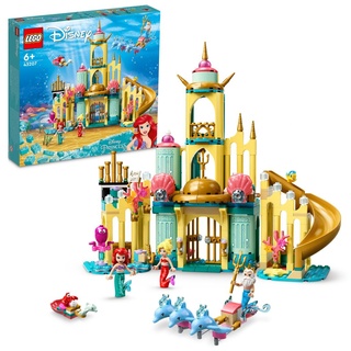 LEGO 43207 Disney Arielles Unterwasserschloss, Prinzessinnen-Spielzeug-Schloss, Geschenkidee für Mädchen und Jungen ab 6 Jahren mit Arielle die k...