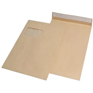 MAILmedia Faltentaschen DIN C4 mit Fenster braun mit 2,0 cm Falte, 100 St.