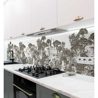 MyMaxxi Dekorationsfolie Küchenrückwand Savanne Malerei schwarz weiß selbstklebend 180 cm x 60 cm