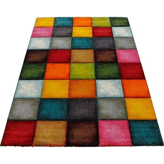 Teppich Belis 22605, merinos, rechteckig, Höhe: 18 mm, Wohnzimmer, moderner farbenfroher Kurzflorteppich bunt 80 cm x 150 cm x 18 mm