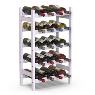 BAKAJI Weinregal aus Bambusholz mit 20 Fächern für Champagner, Flaschenregal für Bar, Wohnzimmer, Küche, Bistro, Restaurant, 43,5 x 24,5 x 73 cm (weiß)