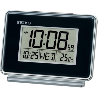 Seiko LCD Dual Alarm Kalender Uhr Kunststoff Schwarz