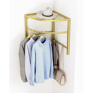 Elitix Kleiderstange Schrank Eck-Kleiderstangensystem zum Aufhängen von Kleidung, Eck-Kleiderhalter zum Aufhängen von Kleidung, Wohnzimmer-Kleiderständer mit 1 und 2 Etagen(Gold,B)