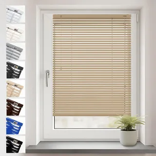 Sonello Aluminium Jalousien Fenster Ohne Bohren 75x175cm Beige Klemmfix | Blickdicht, Sichtschutz, Sonnenschutz für Fenster/Türen, Schalosien, Montage mit und ohne Bohren, Jalousien mit Klemmklips