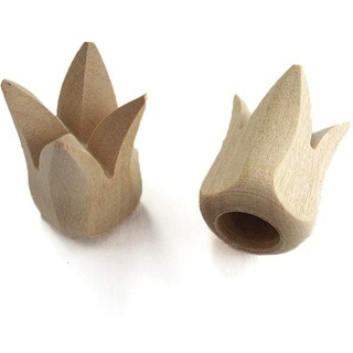 2 Endstücke TULPE Holz für Stil Ø 12 mm, Holz roh