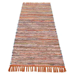 carpetfine Kelim Chindi Wendeteppich 60 x 180 cm Orange