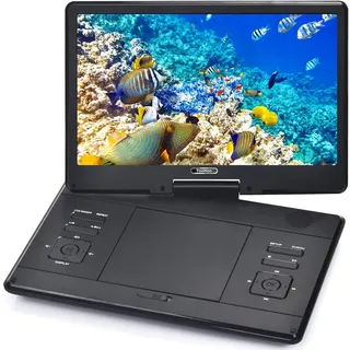 YOOHOO16.9'' Portable DVD Player with 14.1'' Large Swivel Screen, with Rechargeable Battery,Mobile DVD Player for Kids,Sync TV, Support USB SD Card with Car Charger(Black)