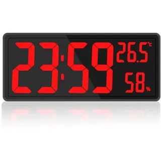 Großformatige Digitaluhr, Große Digitale Wanduhr Mit Temperatur- Und Feuchtigkeitsanzeige, Digitale Wanduhr Mit Led-ziffern
