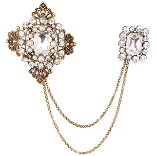 YAHOYA Mode Vintage Barock Kristall Brosche Quaste Kette Perlen Broschen Herren Damen Anzüge Pin Kleidung Accessoires Party Schmuck