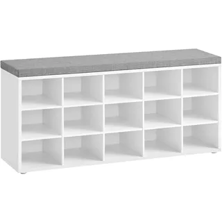 VASAGLE Schuhbank 30 x 105 x 48 cm wolkenweiß-Taubengrau / wolkenweiß-Taubengrau