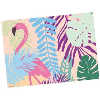 Tischsetmacher Platzset Tischset,  Platzset abwaschbar - für Kinder - Flamingo, (aus erstklassigem Vinyl (Kunststoff - BPA-frei), 1-St., 44 x 32 cm - rutschfeste Tischdekoration), Made in Germany