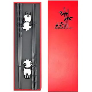 Essstäbchen Set 2 Stück, Keramik, mit Panda Halter, für chinesische Küche