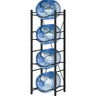 HOMCOM Wassergallonenhalter mit 4 Ebenen Lagerregal für Wasserflaschen mit verstärktem Metallgestell für Küche, Esszimmer, Wohnzimmer Schwarz   Aosom