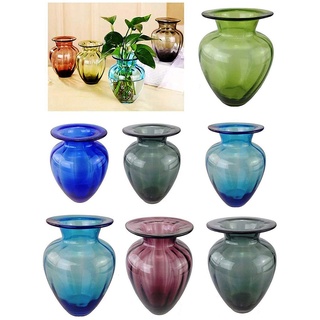 Dekovase Glasvase Vintage Vase Glas Hoch Retro Tischvasche (21 cm, dunkel grün)