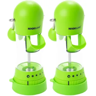 Kochblume Gewürzmühle mit Silikon-Auffangkappe 2er Set | ergonomische Hebelfunktion | Keramikmahlwerk | 5 verschiedene Mahlgrade | Füllkappe und Silikonfuß | Farbe: limette