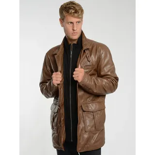Lederjacke JCC "3102236", Herren, Gr. 50, braun (schwarz braun), Obermaterial: 100% Lammleder. Innenfutter oben: 100% Polyester. Innenfutter unten: 100% Baumwolle. Ärmelfutter: 100% Polyester. Wattierung: 100% Polyester, Jacken
