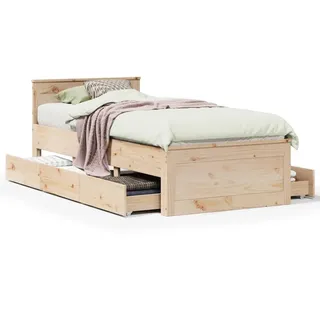vidaXL Massivholzbett ohne Matratze mit Kopfteil 90x200 cm Kiefernholz