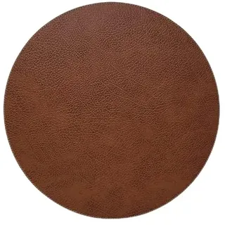 Nikalaz Tischset (1 Stück), Platzset, Platzdecken, Rund 33 cm, recyceltem Leder (Schmutziges Braun)