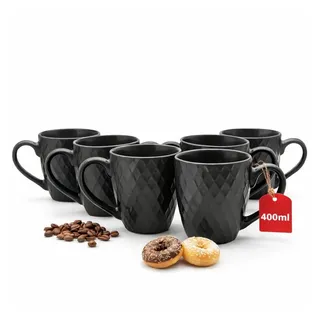 BigDean Kaffeebecher 0,4 l Schwarz 6 St.