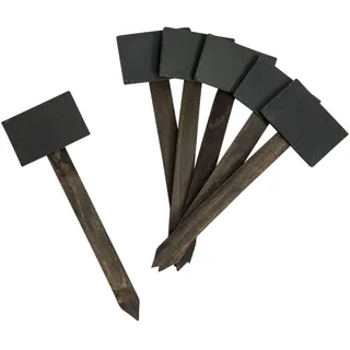 CHICCIE 6 Set Gartenstecker Pflanzschilder mit Schieferschild - 24cm Holz Kräuterschilder