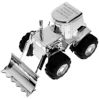 Spardose Traktor Bagger mit Gravur, personalisierbar, Geschenk zur Taufe für Jungen oder Mädchen, personalisierbar, Taufgeschenk, Taufgeschenk, Taufsparbüchse, Andenken, Spardose
