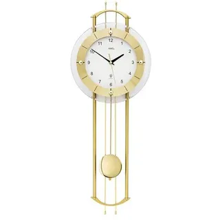 AMS. Pendeluhr 5257, Funkuhr, modern, aus Aluminium, mit Mineralglas, Gold