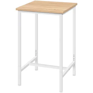WOLTU Kleiner Bartisch 60 x 100 x 60 cm, eckiger Stehtisch platzsparend, Hochtisch aus Metall & Holz für Bar Küche Wohnzimmer, Weiß+Hell Eiche, BT34hei