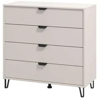Home affaire Sideboard Lucca Schubkastenkommde, Farbe: Cashmere, 93x40x90,5cm, 4 Schubladen mit Glasfront, FSC®-zertifizierter Holzwerkstoff weiß