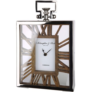 GILDE Uhr - Metall Standuhr mit Holz für eine AA Batterie H 34 cm
