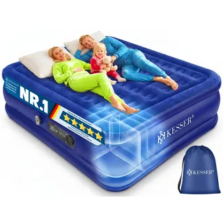 KESSER® Aufblasbare Matratze Luftbett Selbstaufblasend Gästebett mit eingebauter elektrischer Pumpe, Luftmatratze für Camping oder Heimgebrauch Mit Tasche, geeignet für 2 Person - 203 x 152,5 x 51cm