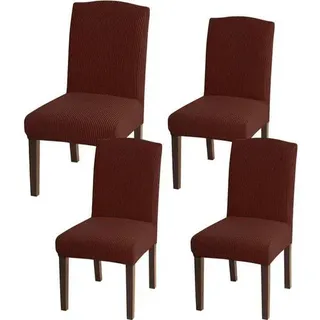 Stuhlhussen Jacquard Dehnung Passform Esszimmer Set von 4 Braun