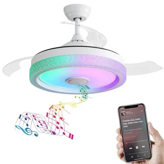 rolipo Deckenventilator 42" 1 RGB LED Dimmbar weiß